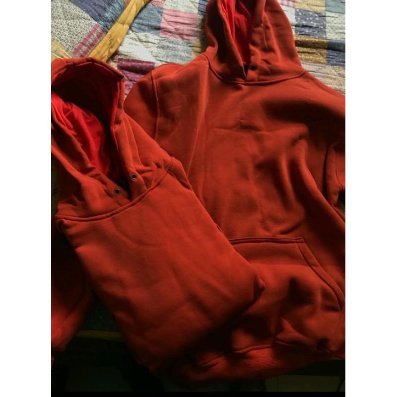 Áo hoodie nỉ trơn màu cam loại 1, áo đôi nam nữ thu đông cao cấp