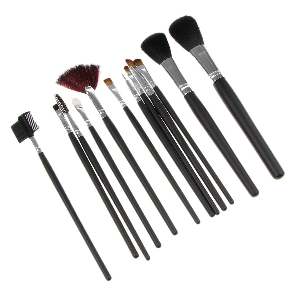 Cuticate 12 Cọ Kabuki Trang Điểm Bộ Nền Đen Phối Eyeshdow Cọ Môi W/Túi