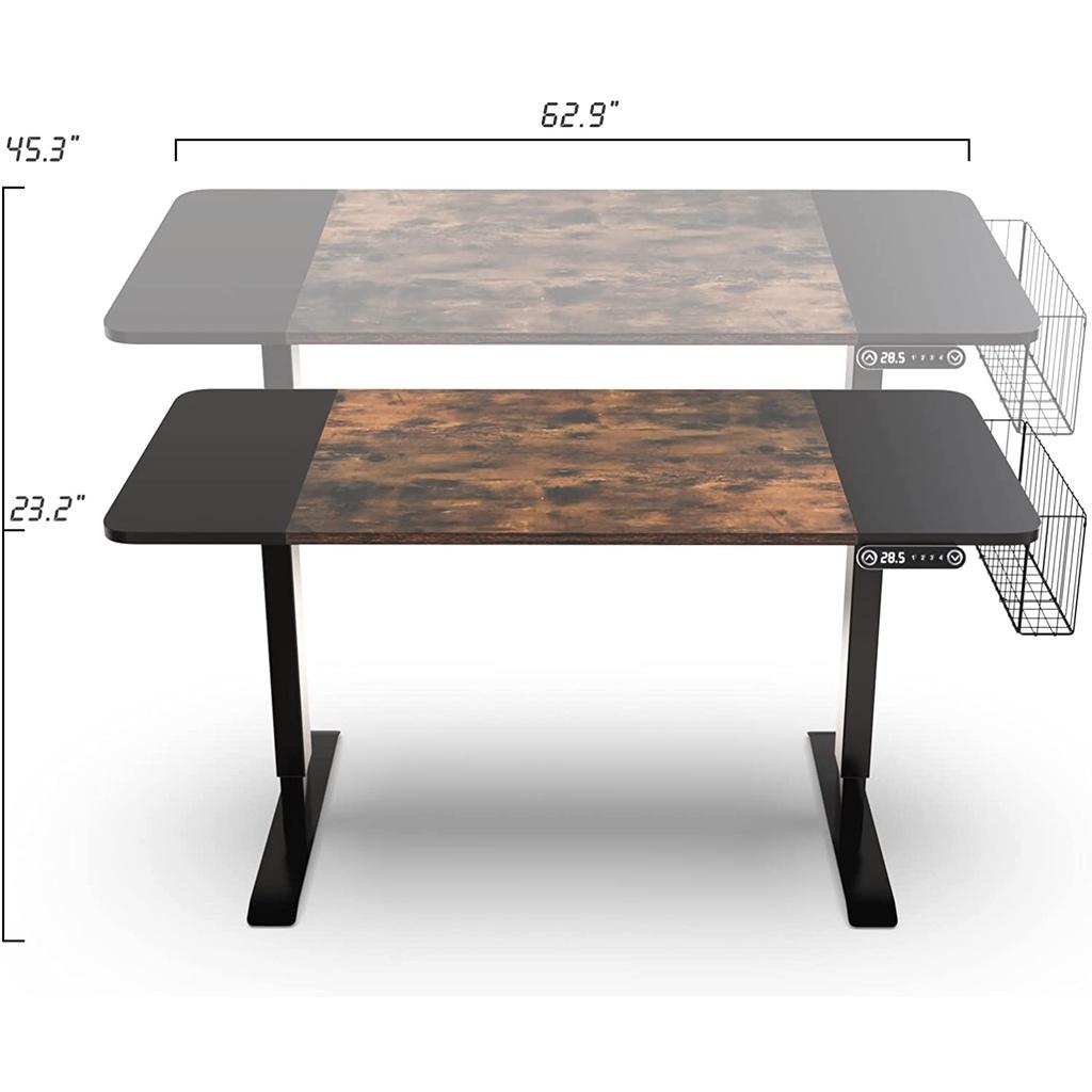 Bàn làm việc học tập thông minh tự động điều chỉnh độ cao MS13, mặt bàn gỗ, khung bàn phủ sơn tĩnh điện