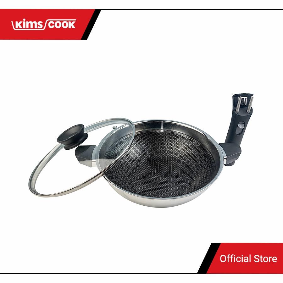 Bộ nồi chảo Blackcube 3 lớp đúc liền đáy từ đa năng chống dính Kims cook T&K 03-1 Pcs , tặng 1 sạn inox