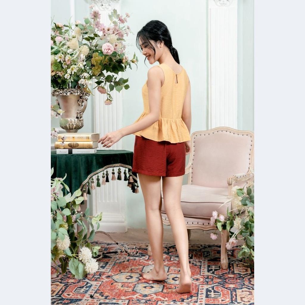 Đồ ngủ mặc nhà bộ sát nách nữ nhún, thêu Freedy - WBS2205