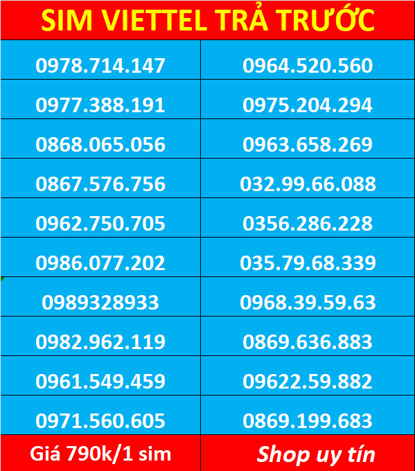 Sim viettel số đẹp - Hàng chính hãng