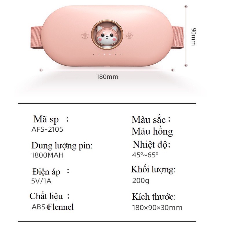Đai Đeo Massage Giảm Đau, Sưởi Ấm Bụng Phụ Nữ Kỳ Kinh Nguyệt Cao Cấp