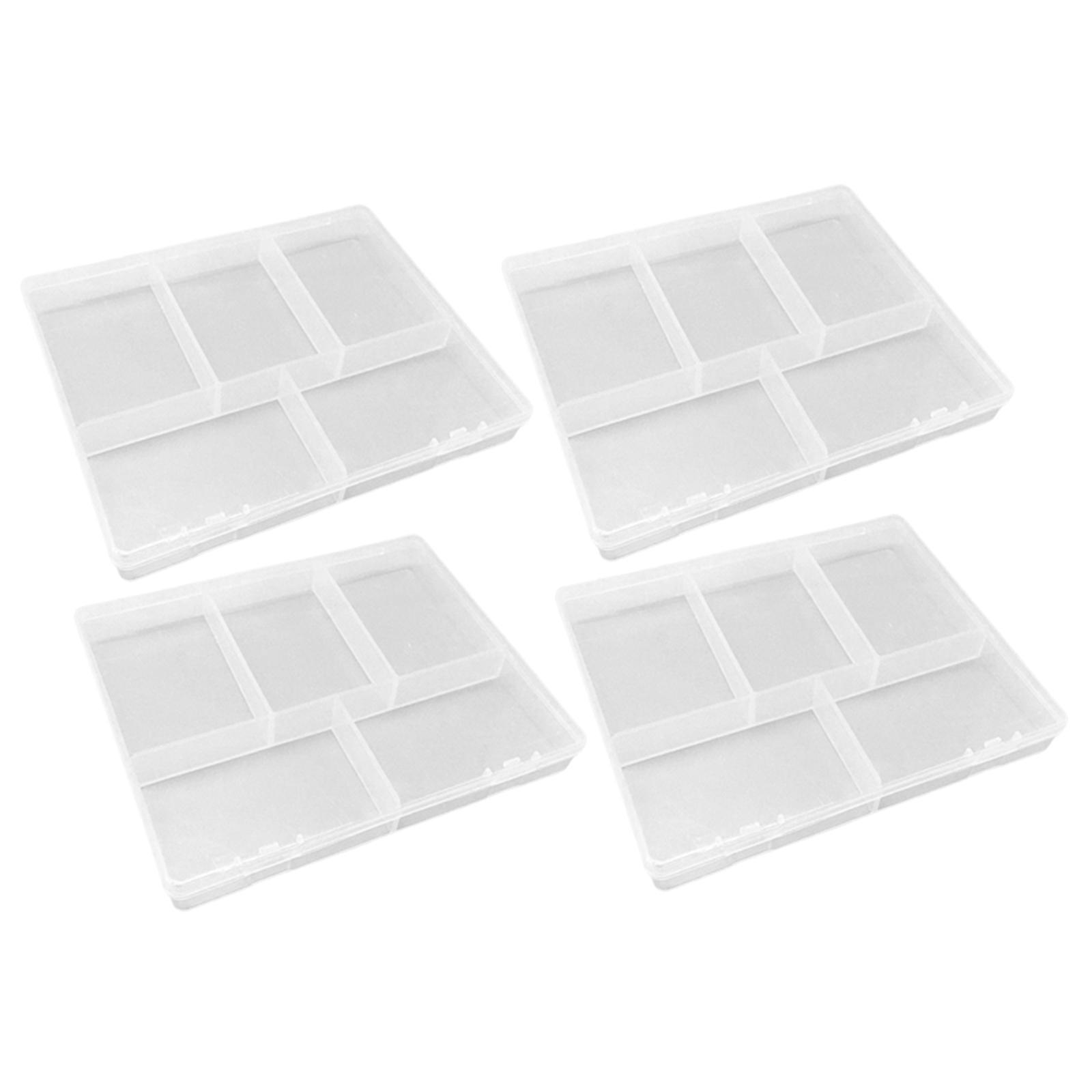 4 Pieces Small Plastic Storage Box 5 Grid for Tools Painting Accessories