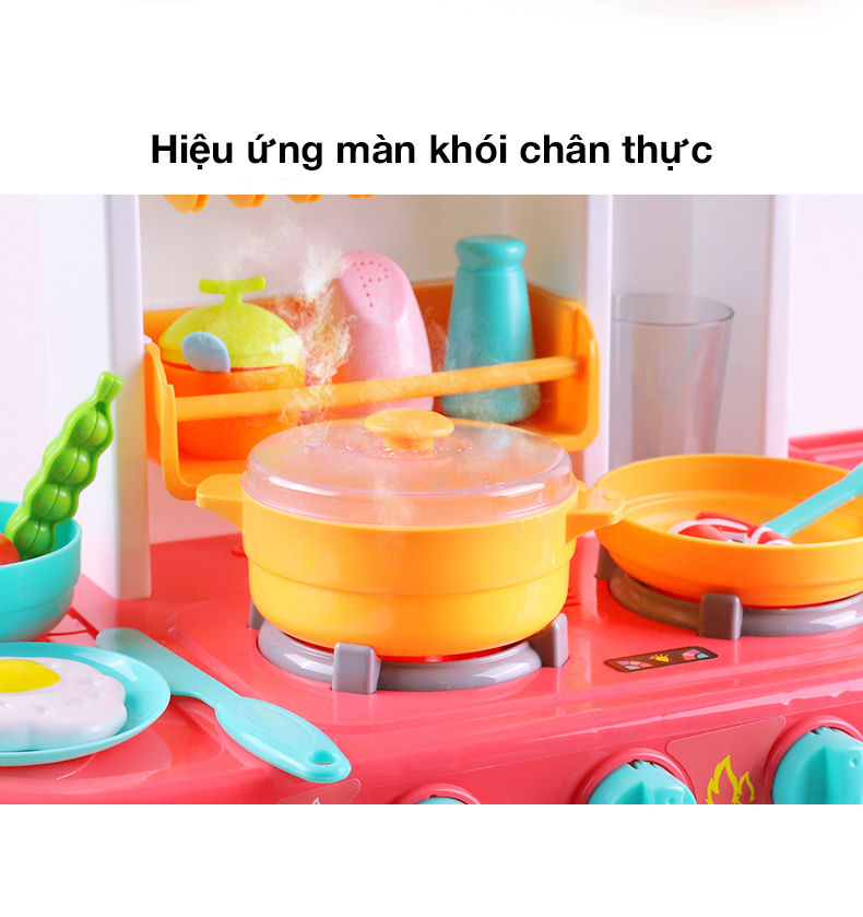 Bộ đồ chơi nấu ăn nhà bếp KAVY với 36 chi tiết cao 63 cm có nhạc và đèn, nhựa nguyên sinh an toàn