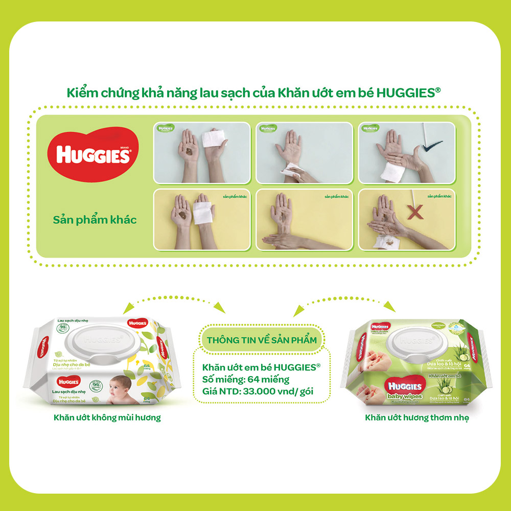 Khăn ướt HUGGIES 64 tờ combo 3 gói