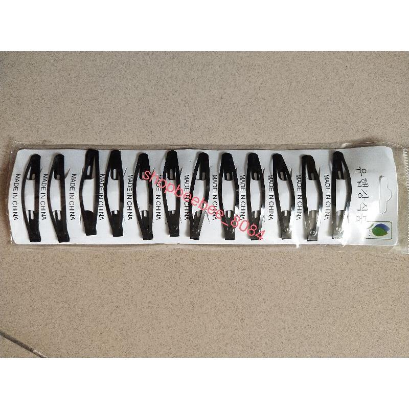 Vỉ 10 chiếc cặp tóc, ghim tách bật, kẹp mái đen, ghim tóc mái