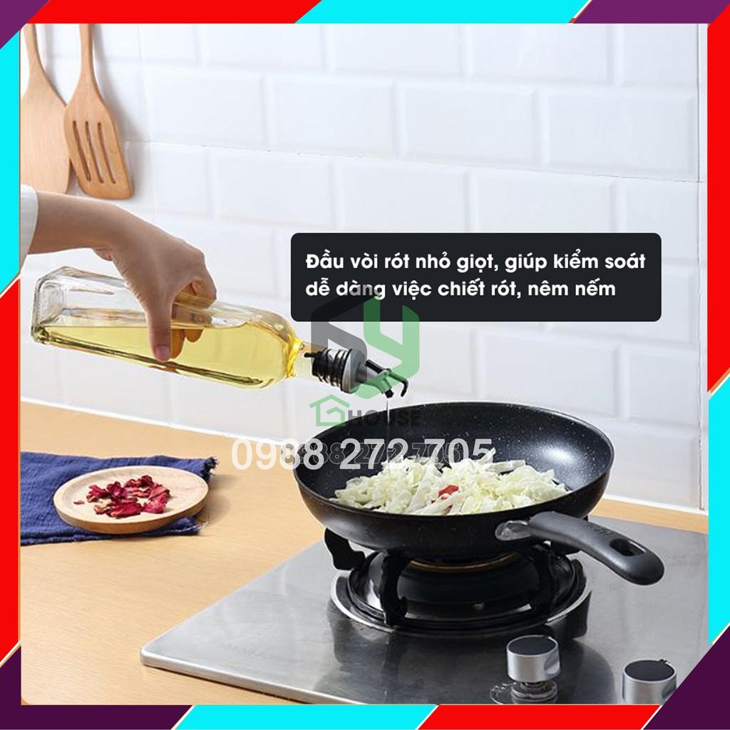 Bộ chai rót gia vị thủy tinh - bình đựng dầu nước mắm nước tương có vòi rót - thủy tinh không chì
