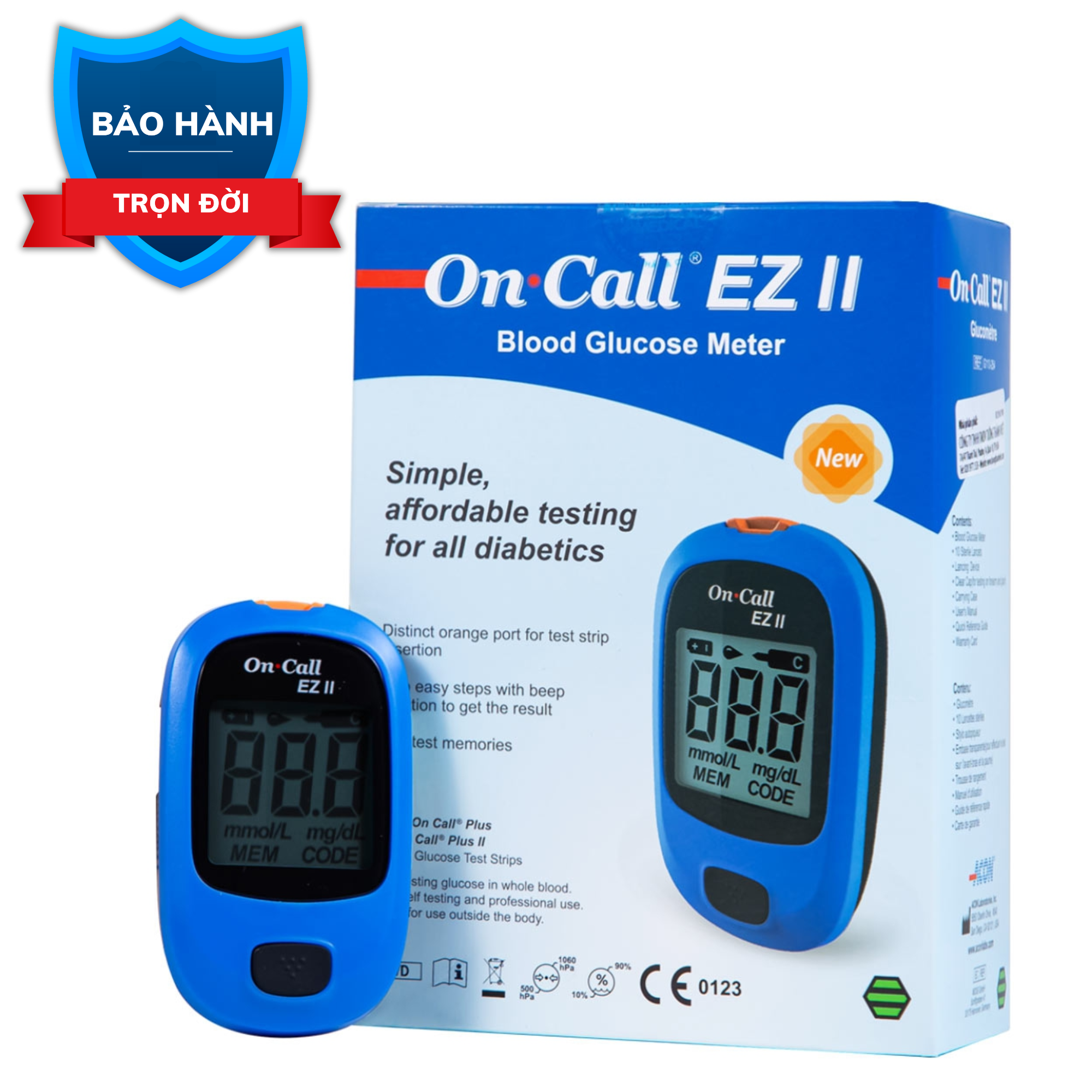 [TRỌN BỘ] Máy đo đường huyết On Call EZ II tặng 25 que thử - BH trọn đời