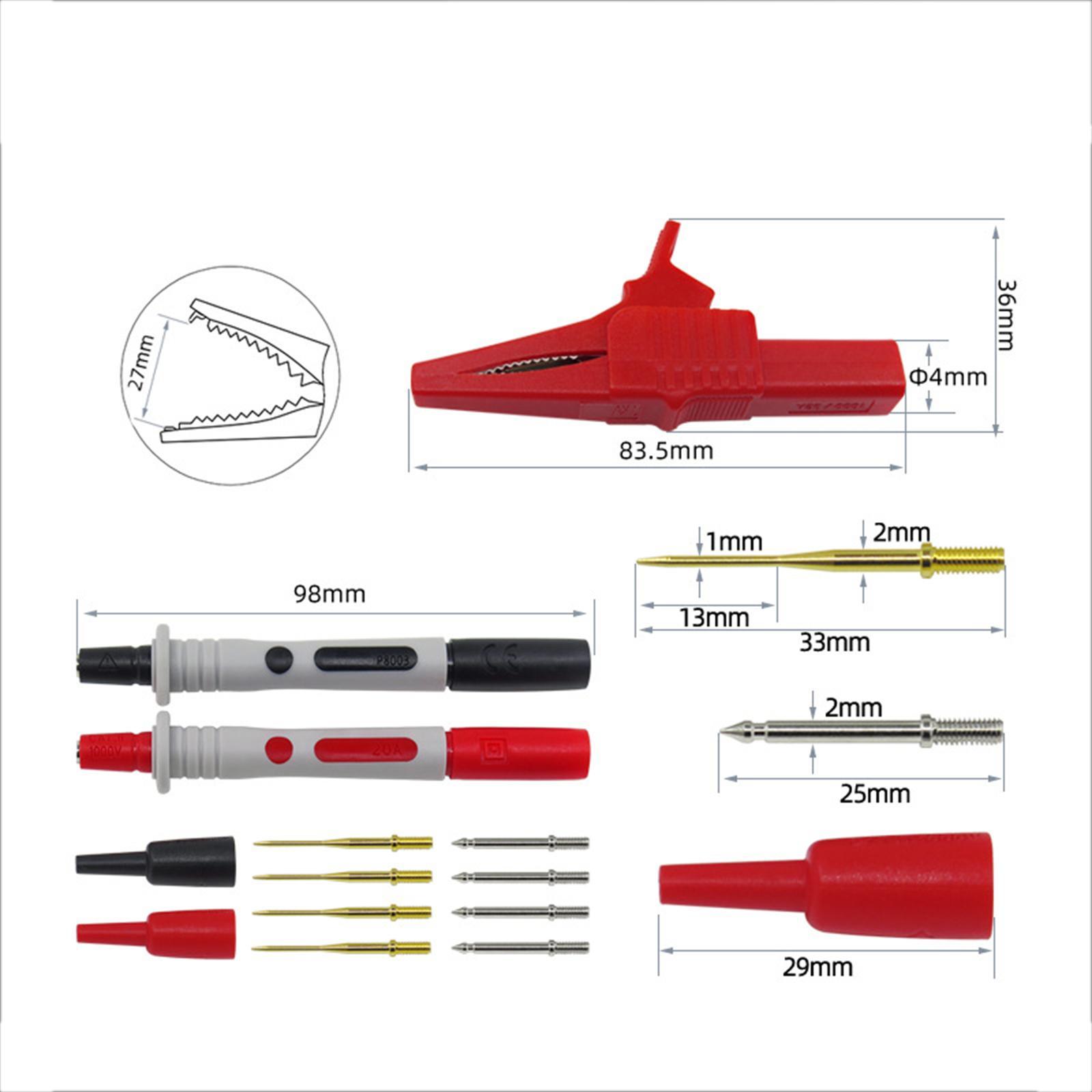 Multimeter Test Leads Kits Test Hook Clips Meter Test Probes Multimeter Pin Probes Professional for Digital Multimeter Test Leads Car Tester