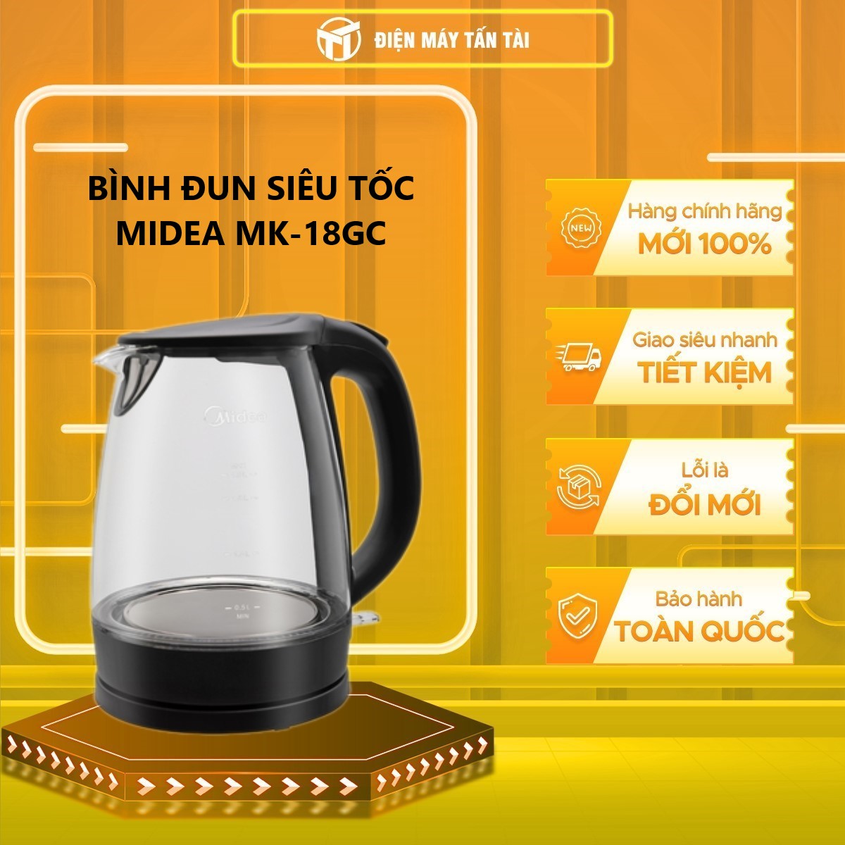 BÌNH ĐUN SIÊU TỐC MIDEA MK-18GC - Hàng chính hãng