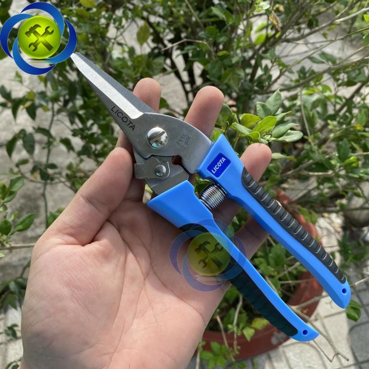 Kéo cắt cành mũi nhọn Licota TGP-00248 loai 8 inch dài 200mm màu xanh - đen
