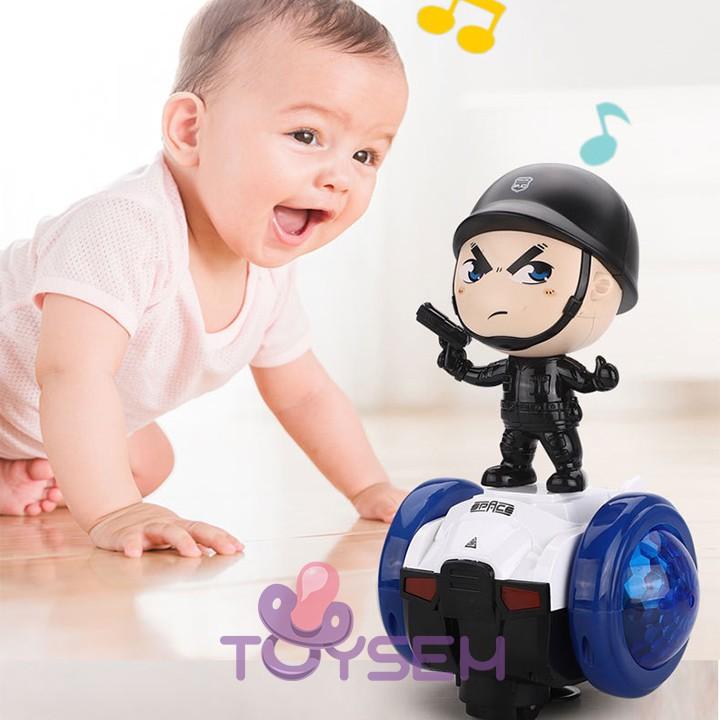 Xe đồ chơi cảnh sát tự cân bằng xoay 360 độ có đèn nhạc vui nhộn cho trẻ từ 3 tuổi - Quà tặng sinh nhật cho bé
