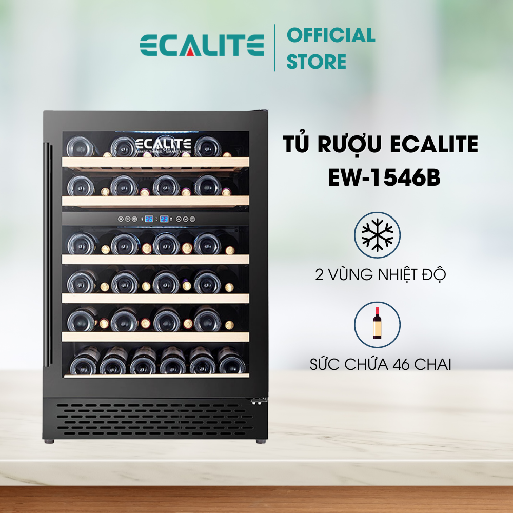 Tủ bảo quản rượu Ecalite EW-1546B - 2 vùng nhiệt độ - Sức chứa 46 chai - Hàng chính hãng