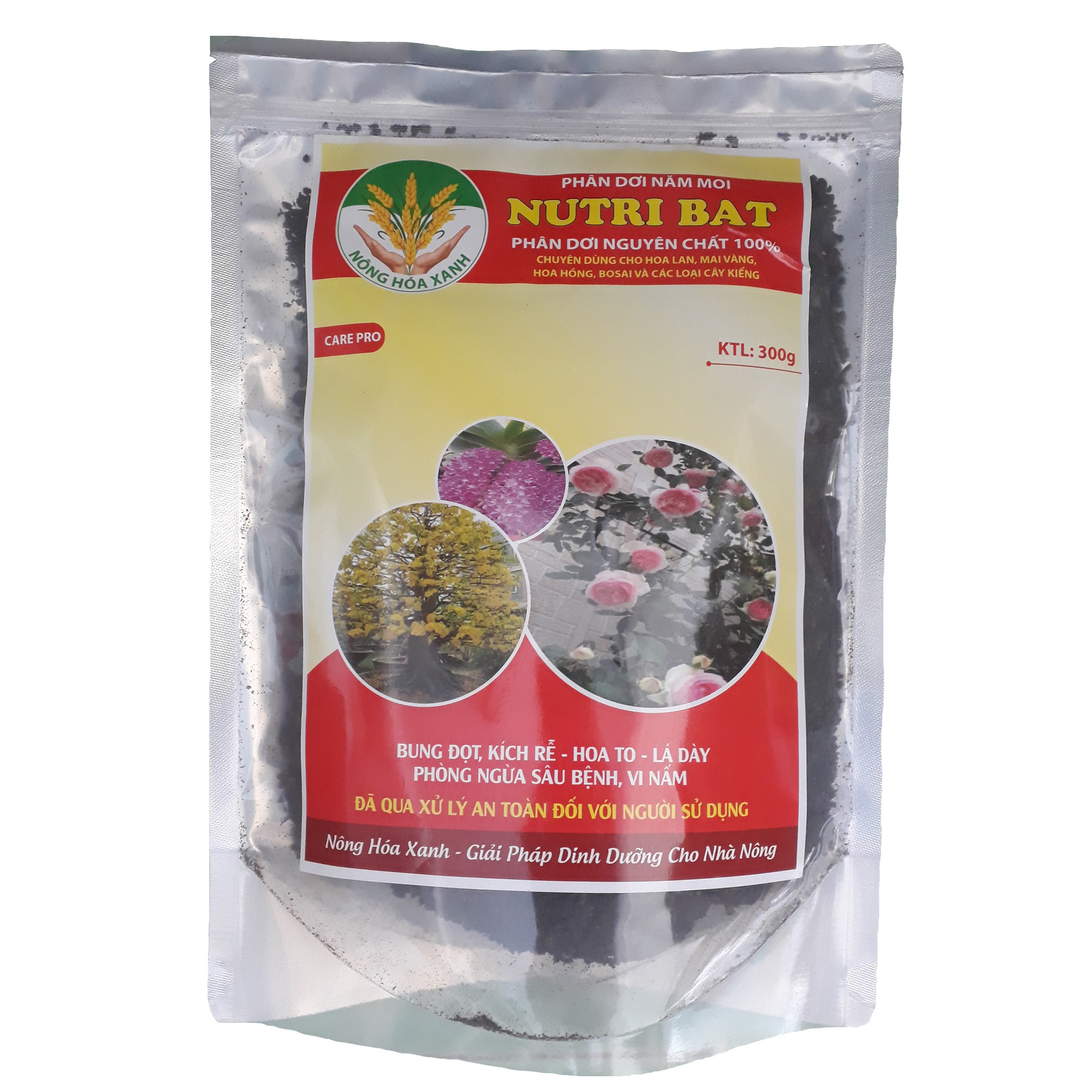 Phân dơi NUTRI BAT nguyên chất 100% chuyên cho hoa Lan - Mai Vàng và hoa cảnh giúp BUNG ĐỌT - KÍCH RỄ - HOA TO - LÁ DÀY và kháng sâu bệnh Gói 300g