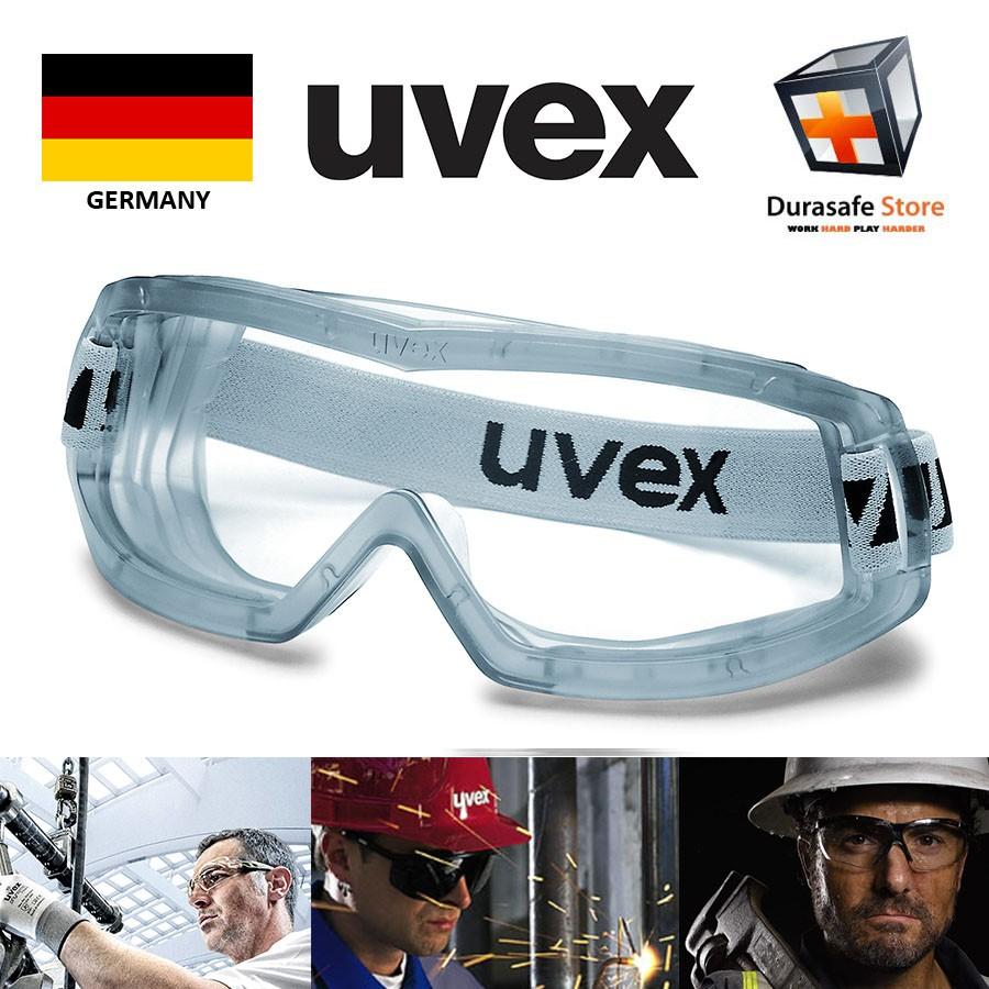 Kính chống vi khuẩn và bụi mịn Uvex 9306714 HI-C Wide Vision Safety Goggle Grey Frame Anti-Fog Clear Len