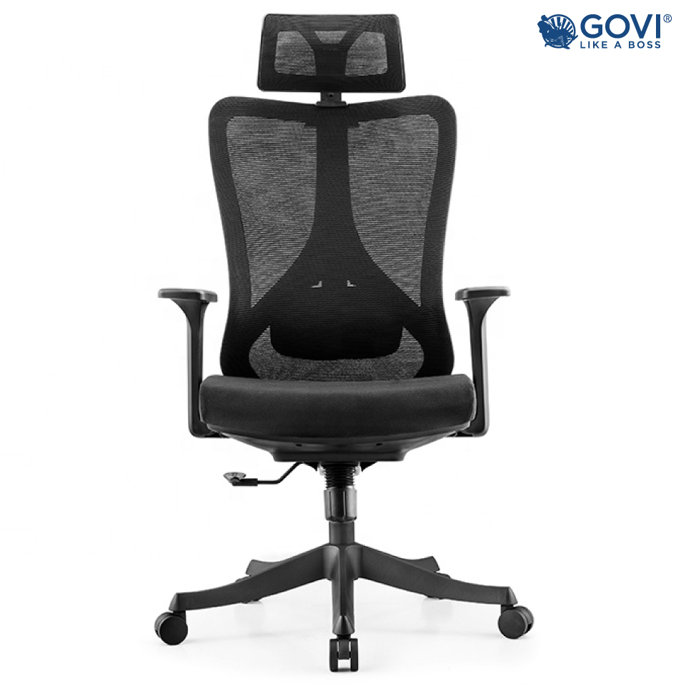 Ghế công thái học Ergonomic GOVI Ryan R3086A - Tựa đầu điều chỉnh, tựa tay cố định, khóa 1 vị trí lưng thẳng