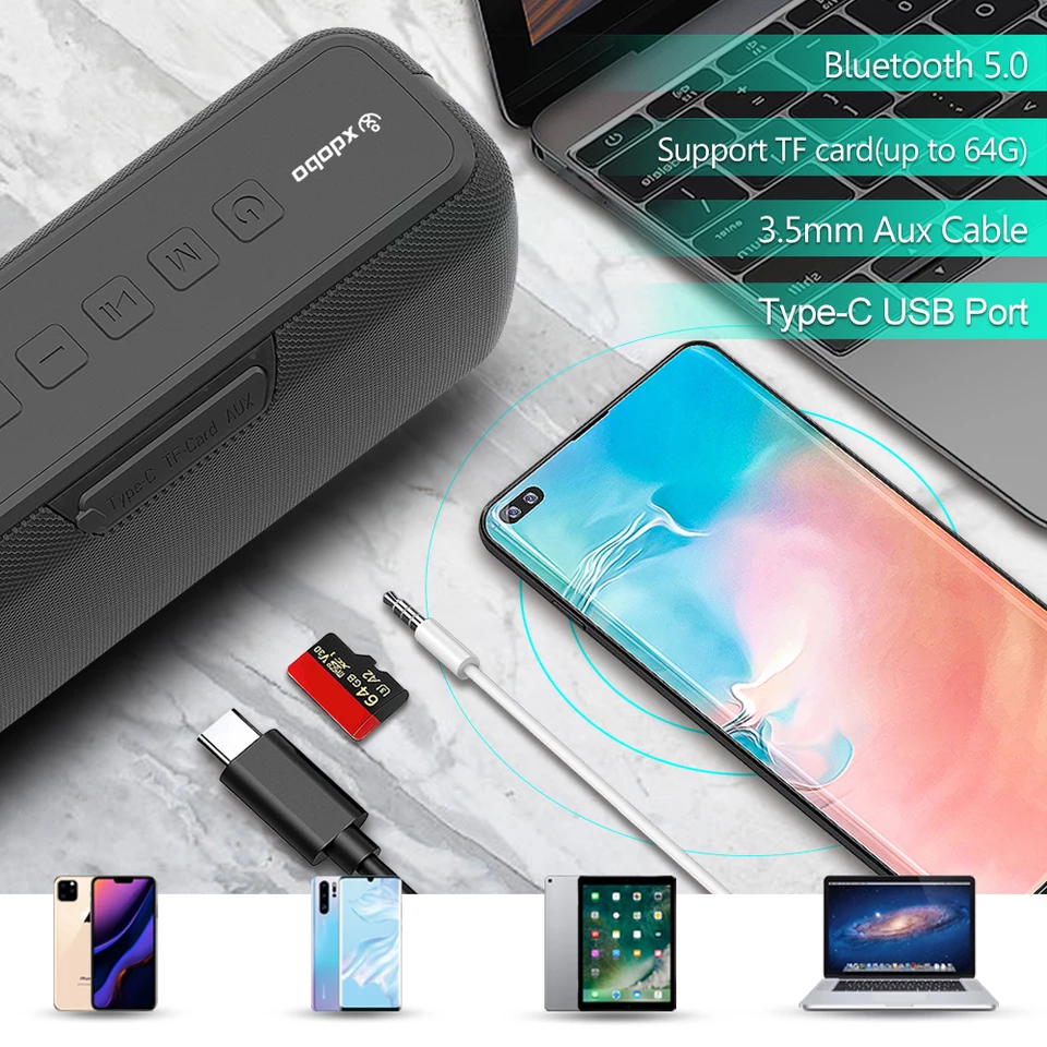 Loa Bluetooth5.0 TWS xdobo 60W, loa không dây âm thanh vòm 360HD &amp; âm Bass Stereo cực hay 6600mAh, tích hợp Mic, chống nước IPX5, loa di động cho các bữa tiệc - Hàng Chính Hãng