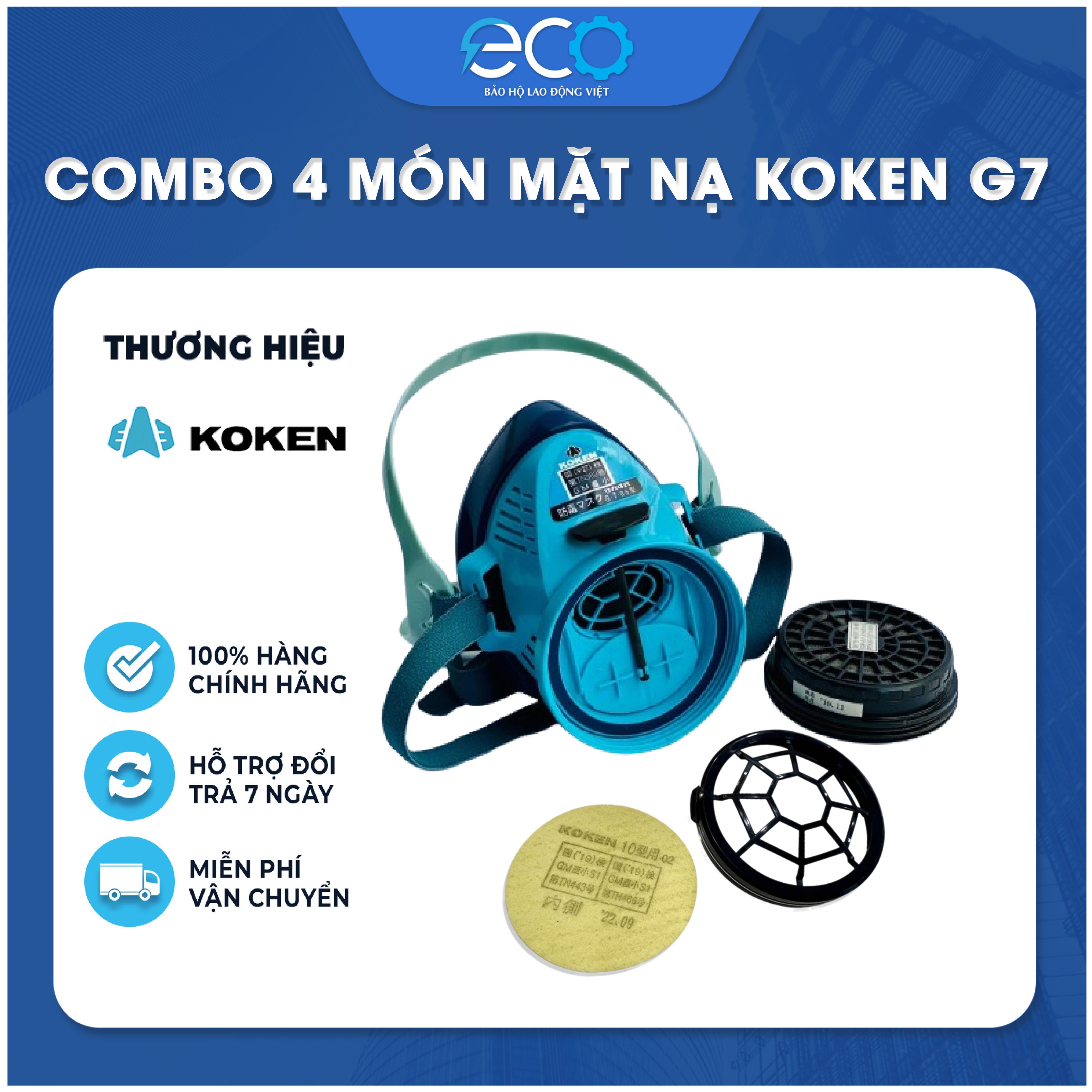 Combo 4 Món Mặt Nạ Koken G7 – Phun Sơn, Phun Thuốc, Chống Bụi, Hóa Chất Nhật Bản