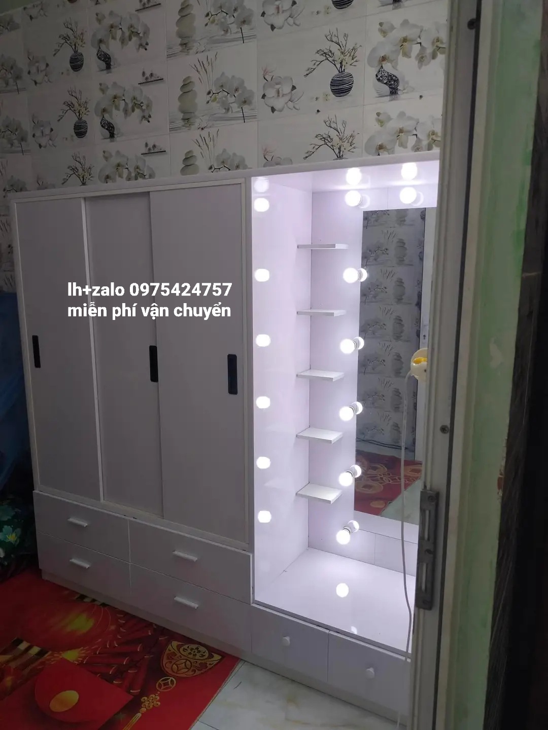 Tủ nhựa đài loan liền bàn trang điểm