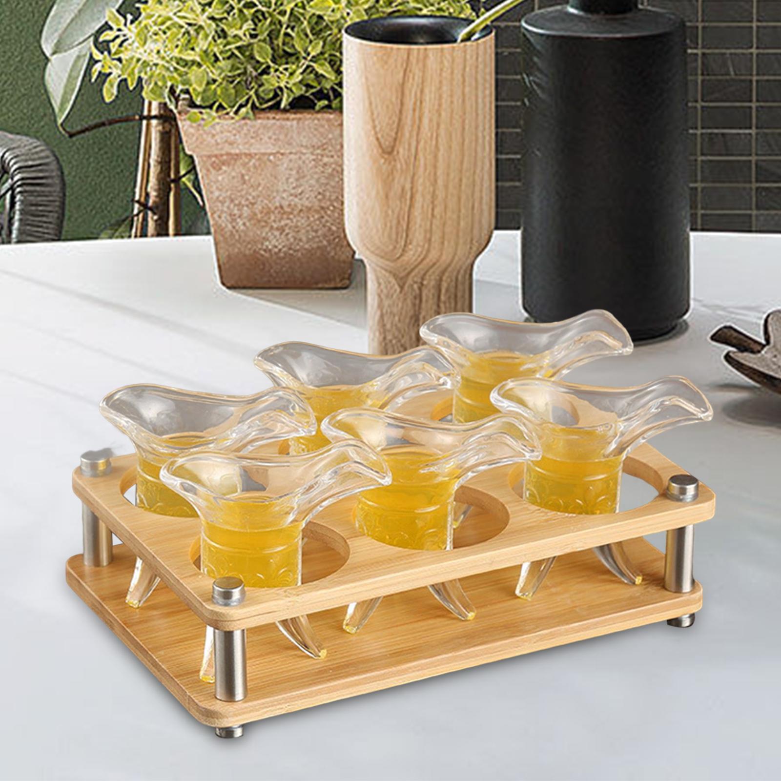Glasses Holder Wood Cup Rack Holder Serving Tray Durable for Bar Events