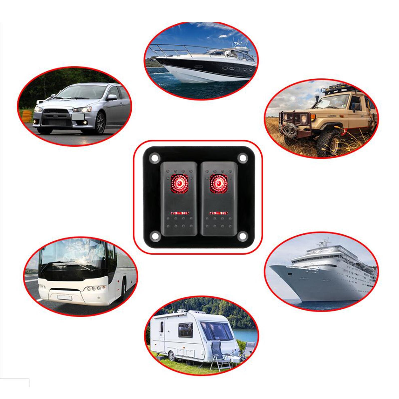 12V Rocker Switch Panel Scratch Proof On Off 5 Gang for Boat  RV