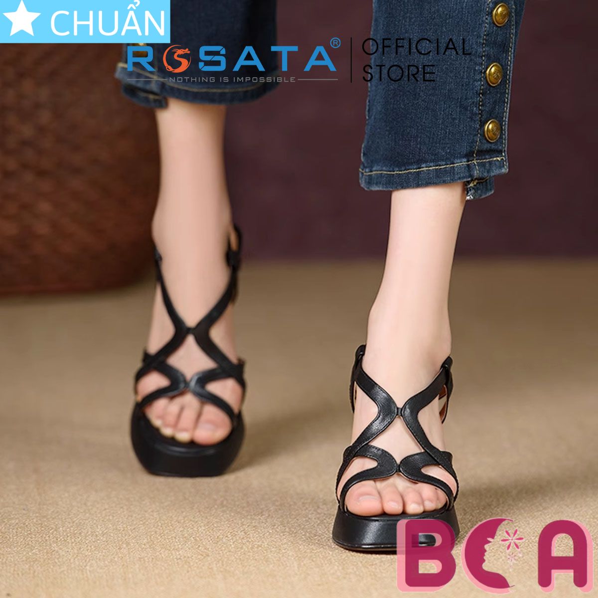 Sandal nữ cao gót 8 phân RO647 ROSATA tại BCASHOP thiết kế trẻ trung và năng động, lại rất thời trang và sang trọng