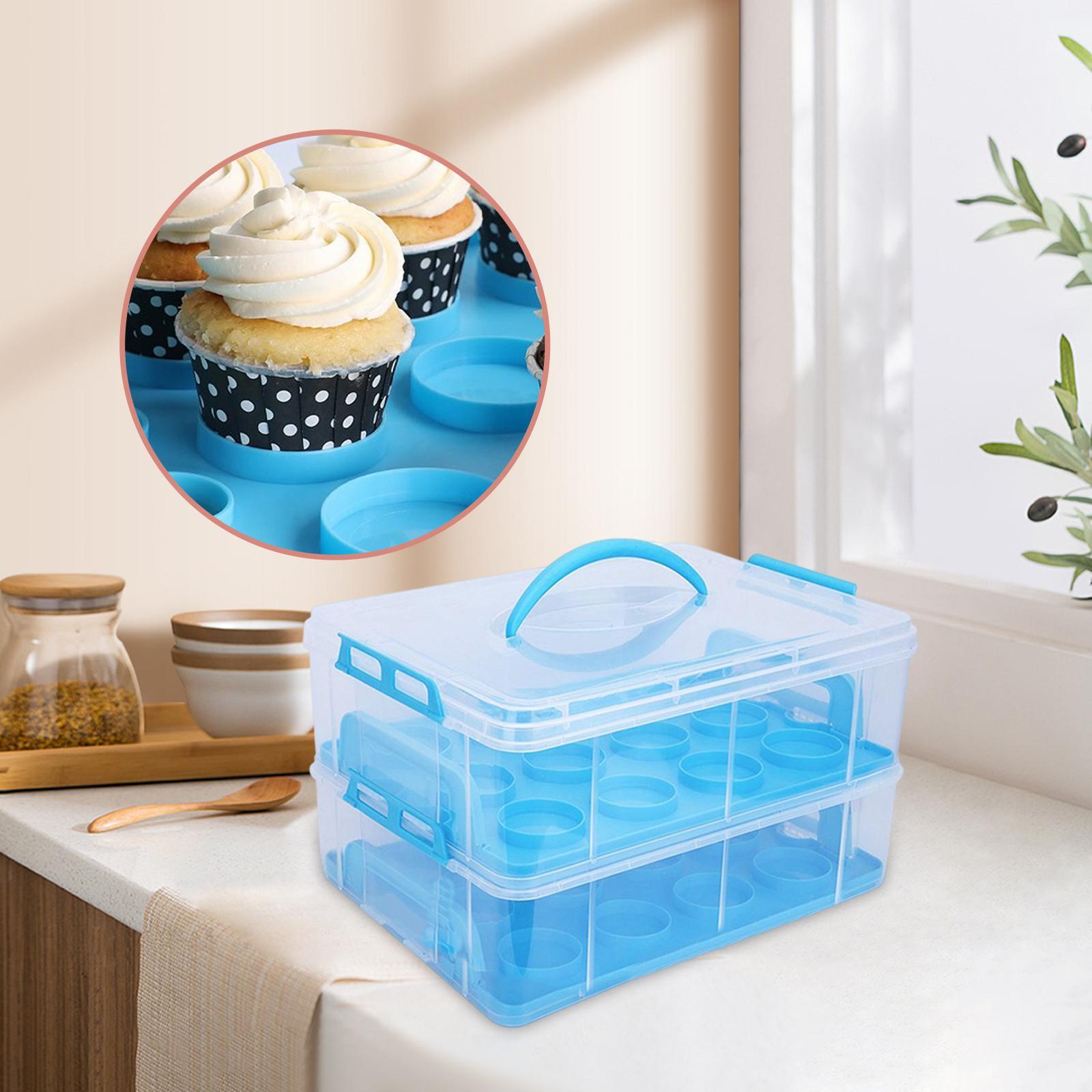 Muffin Stackable Cake Caddy with Handle and Lid Cupcake Carrier Storage for Desserts