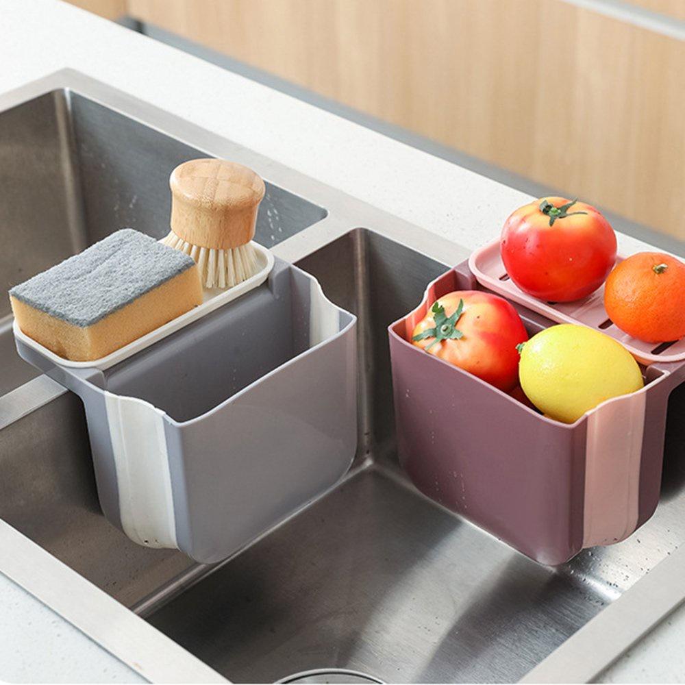 Rổ lọc rác giỏ khay lọc đựng rác đồ ăn thức ăn thừa treo bồn rửa bát rửa chén bằng nhựa gấp gọn