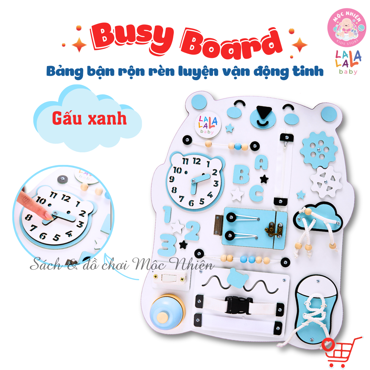 Bảng bận rộn Busy board MỚI 2024 rèn luyện vận động tinh Lalala baby, kích thước 40x50x5cm. CÓ BẢO HÀNH, LỖI 1 ĐỔI 1