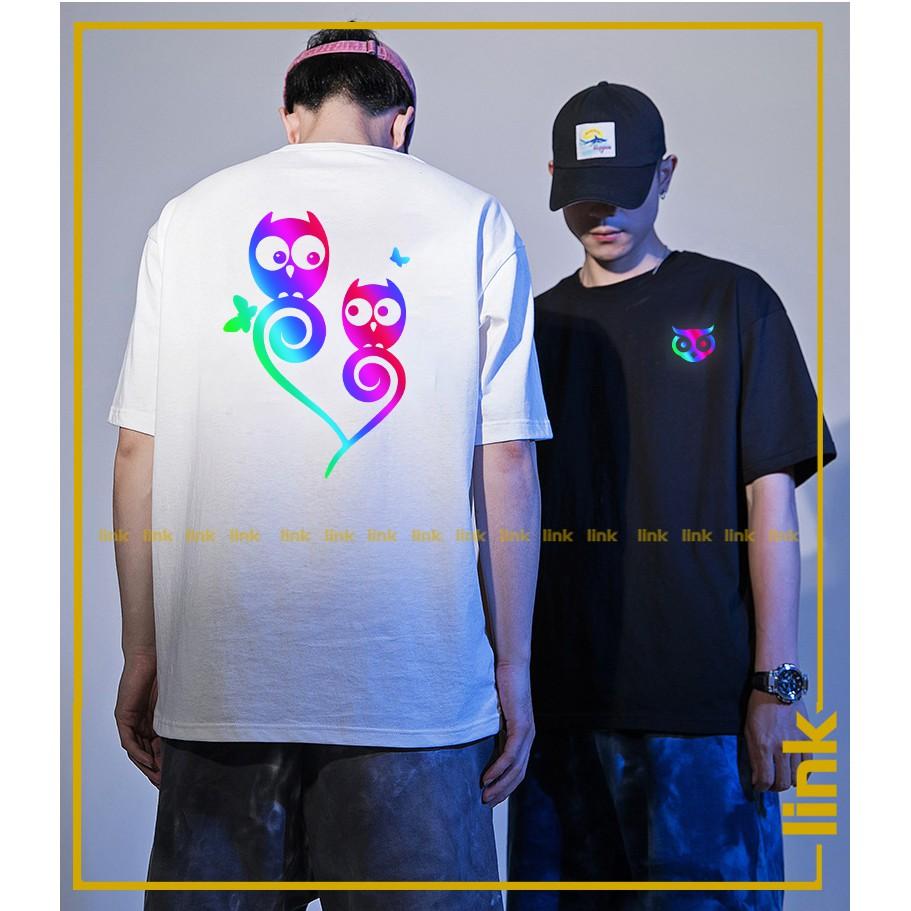 Áo thun phản quang CHIM CÚ đáng yêu unisex form rộng tay lỡ