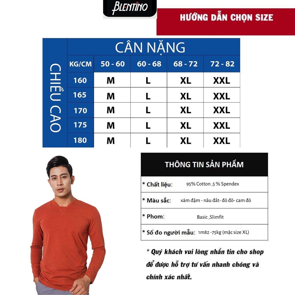 Áo Thun Nam Dài Tay Thu Đông BTSTD-07 BLENTINO Cổ Chữ V Thể Thao Chất Liệu Cotton Siêu Thấm Hút