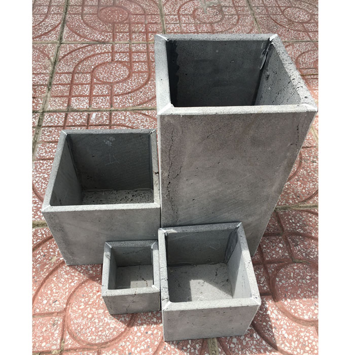Combo 4 chậu trồng cây handmade từ đá ong xám tự nhiên KT & & và