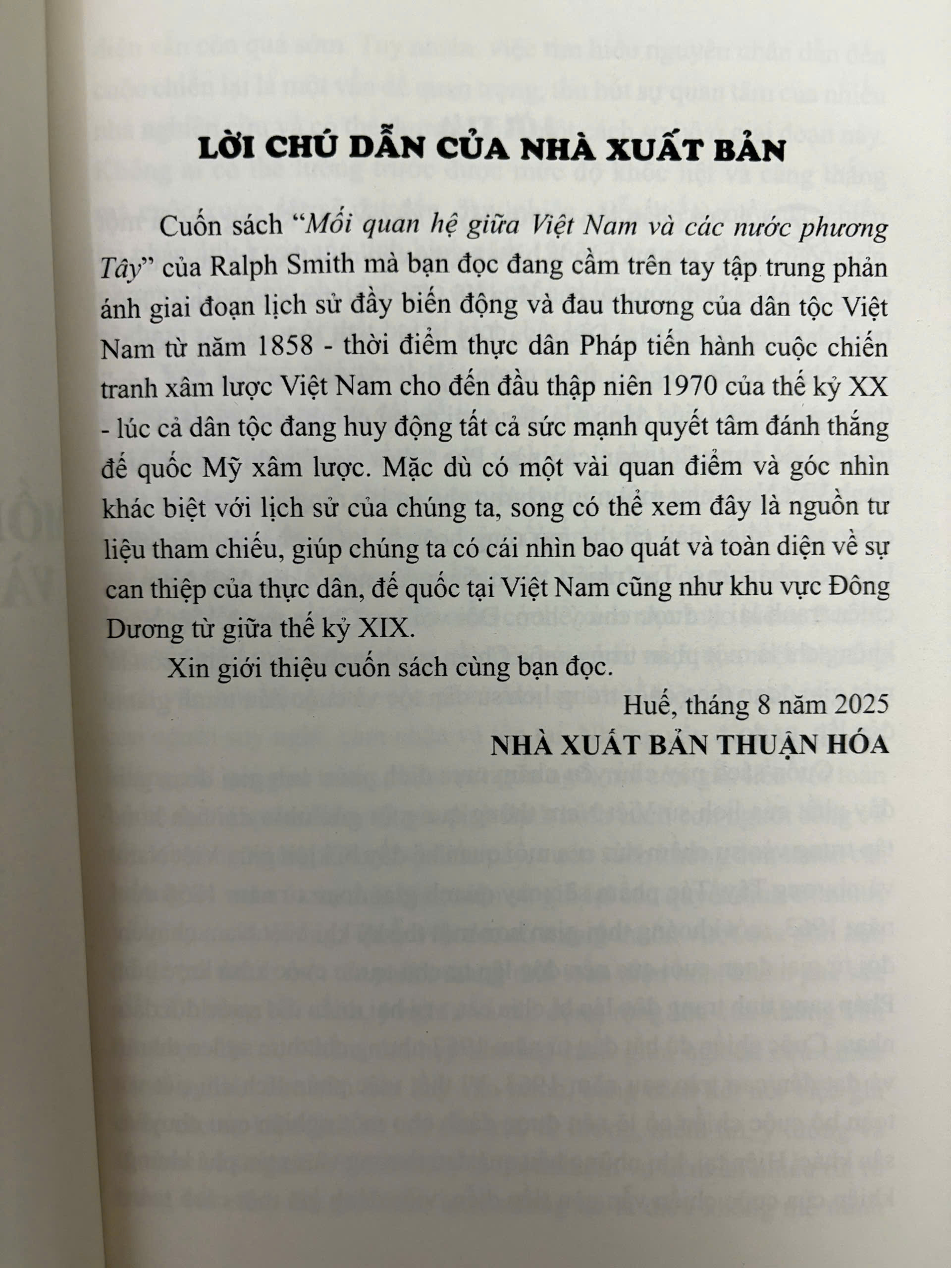 Sách : “Mối quan hệ giữa Việt Nam và các nước phương Tây