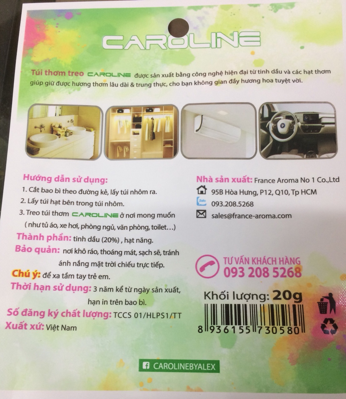 Túi thơm tinh dầu Caroline 20g - Hương Lavender