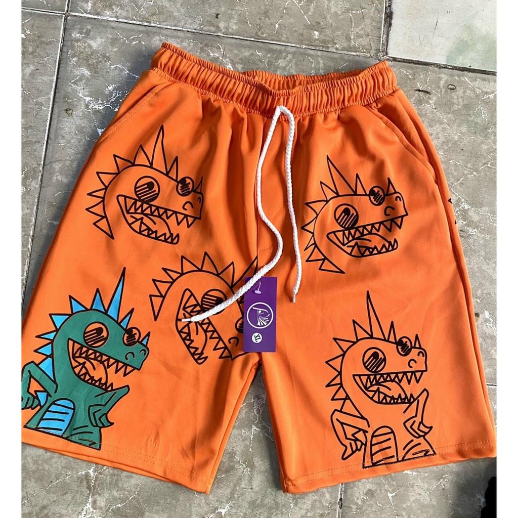 Quần short poly in hình khủng long co giãn 4 chiều mềm mịn