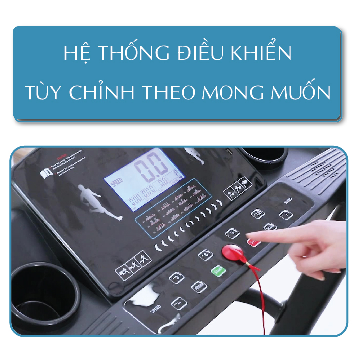Máy chạy bộ đa năng mẫu mới 14km/h có máy đánh mỡ bụng màn led, Máy chạy bộ tại nhà phím bấm đa chức năng