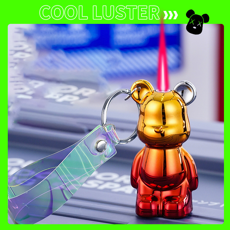 Bật lửa hột quẹt móc khóa hình gấu BEARBRICK bóng trơn nhiều màu siêu dễ thương - xài gas