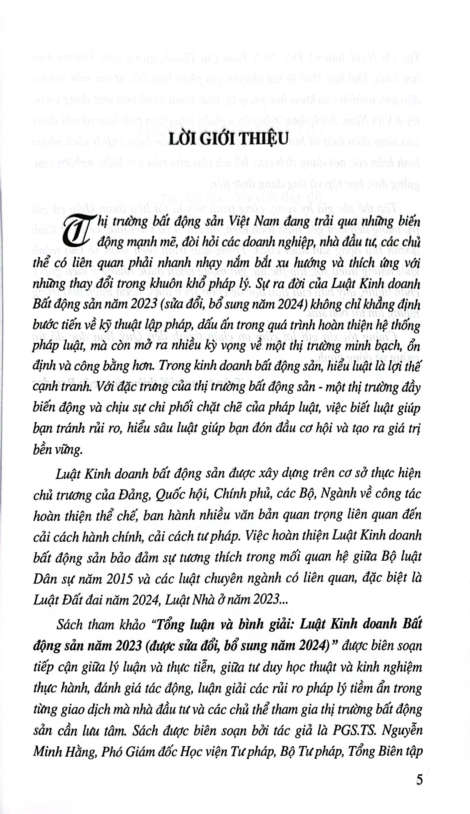 Sách - Tổng Luận Và Bình Giải Luật Kinh Doanh Bất Động Sản Năm 2023 (Được Sửa Đổi, Bổ Sung Năm 2024)