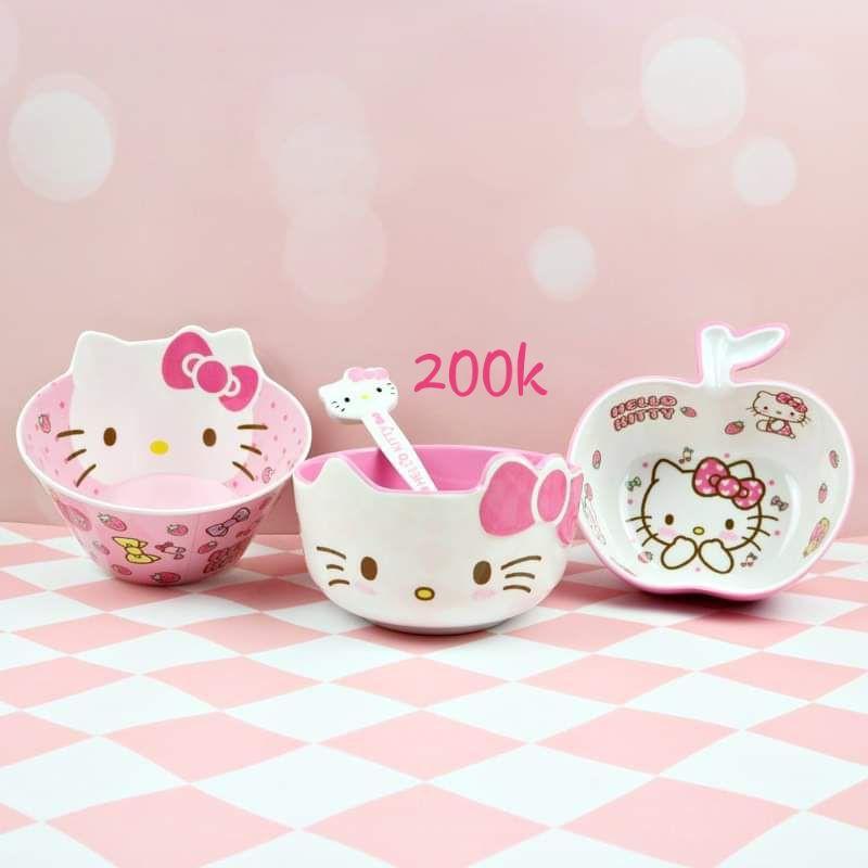 SET COMBO TÔ CHÉN MUỖNG LY KITTY HOUSE