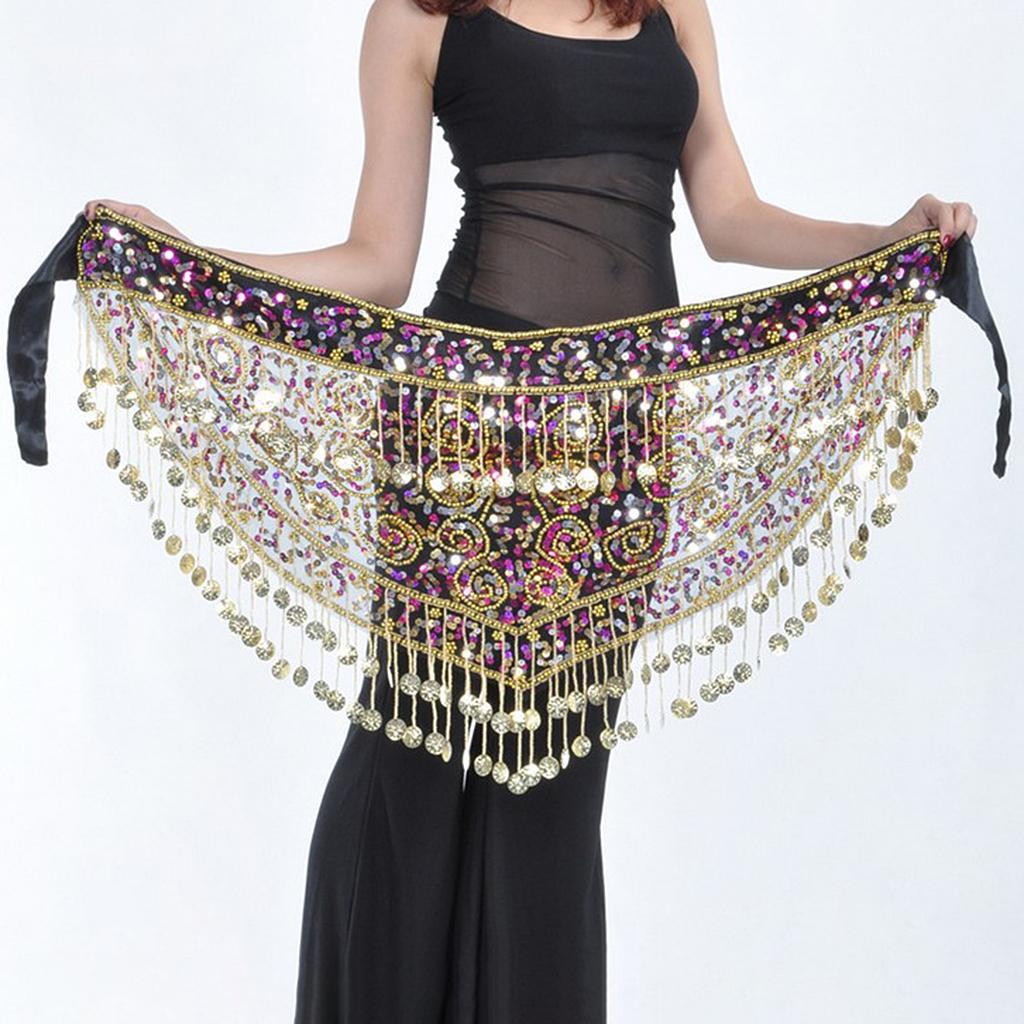 Belly Dance Hip Scarf Belt, Belly Dancer Costume, Sequin  Scarf,  Belt
