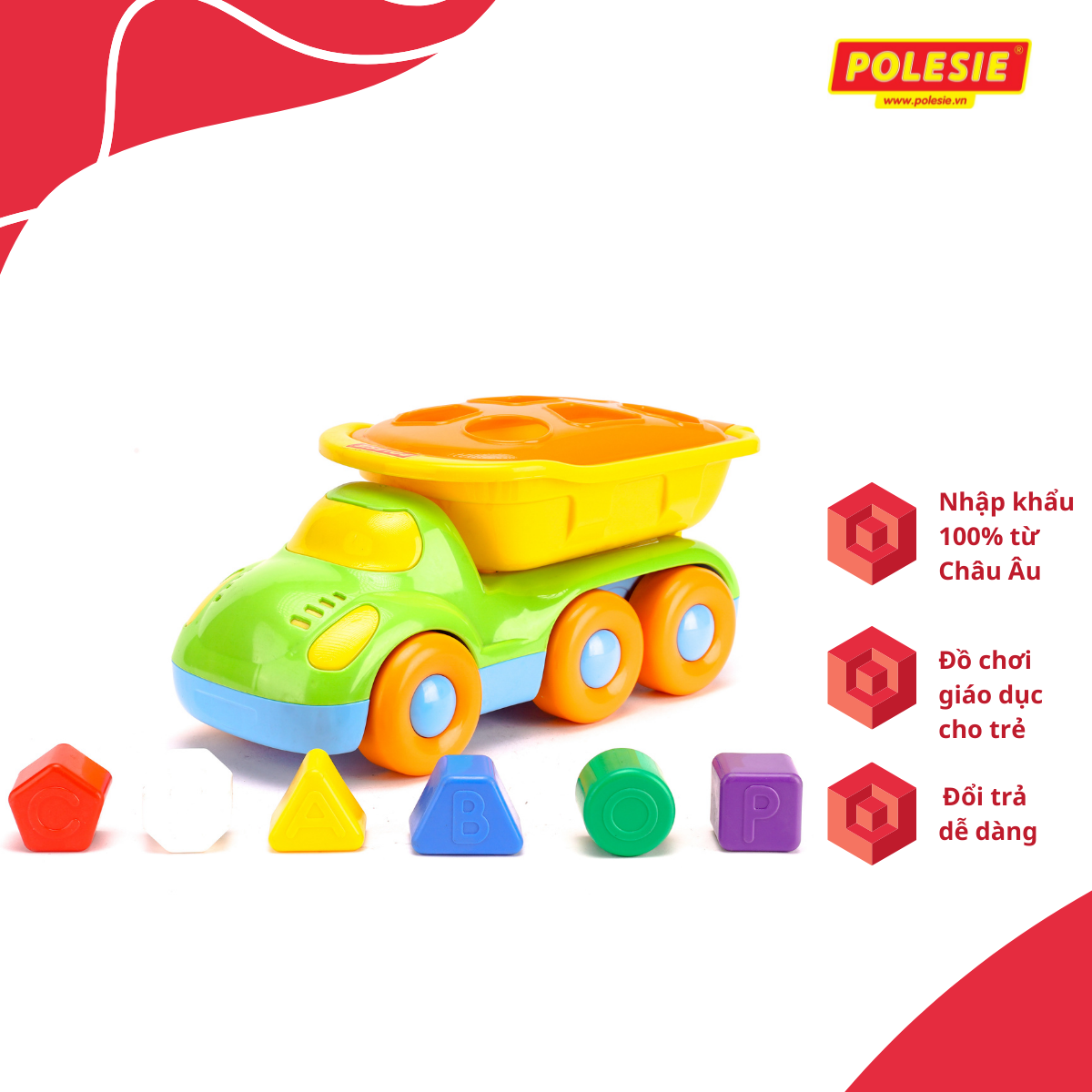 Bộ đồ chơi thả hình khối - Xe tải Buddy Polesie 48363 - Hàng chính hãng nhập khẩu châu âu