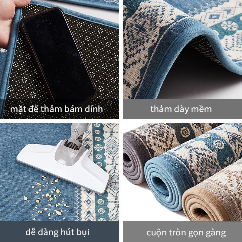 Thảm Bếp Nhung Dệt Sợi Jacquard  Cao Cấp Đế Chống Trượt Có Bán Lẻ Thảm Đơn