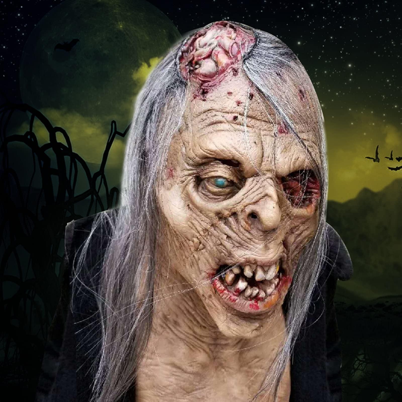 Halloween Đáng Sợ Zombie Mặt Nạ Thực Tế Ông Già Mặt Nạ Kinh Dị Đi Chết Mũ Bảo Hiểm Toàn Đầu Creepy Devil Trang Phục Đạo Cụ Cosplay