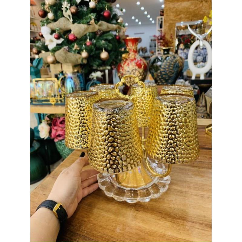 Bộ 6 Ly thủy tinh chịu nhiệt vẽ vàng
