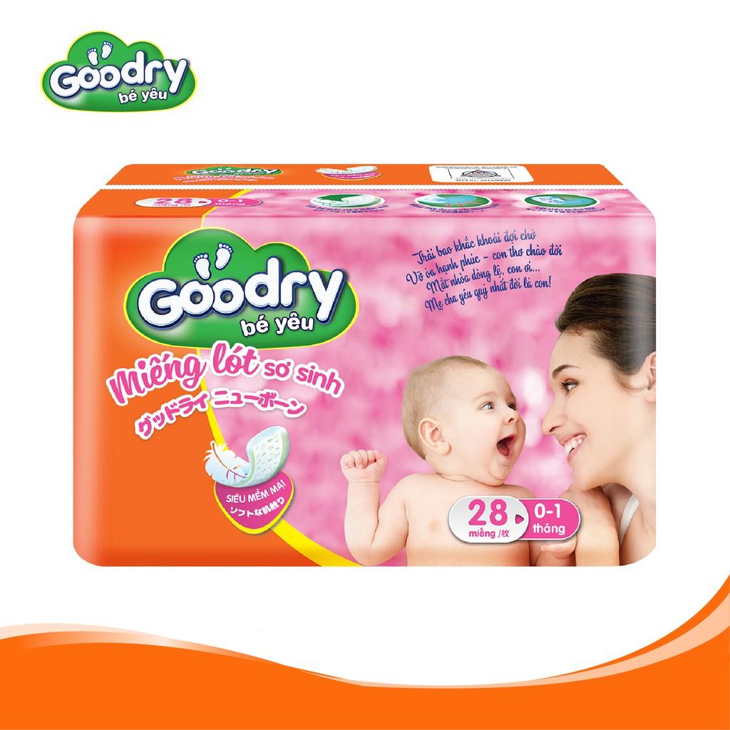 Miếng lót Goodry Sơ sinh 28 pcs công nghệ Nhật Bản mịn màng như nhung