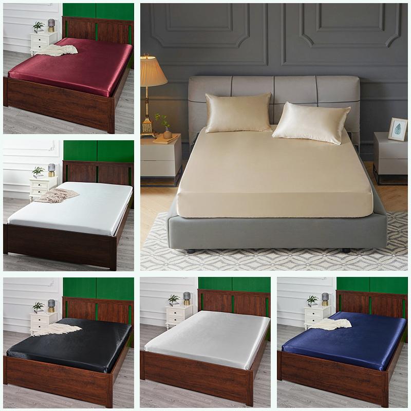 Lụa Satin Trang Bị Tấm Cao Cấp Bền Màu Bọc Nệm Thun Đôi Giường Giường Bao Nữ Hoàng Vương Kích Thước Teal