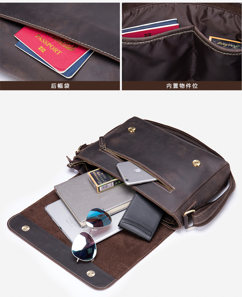 Túi đeo chéo nam DA BÒ  thật phong cách mới - DCN9458