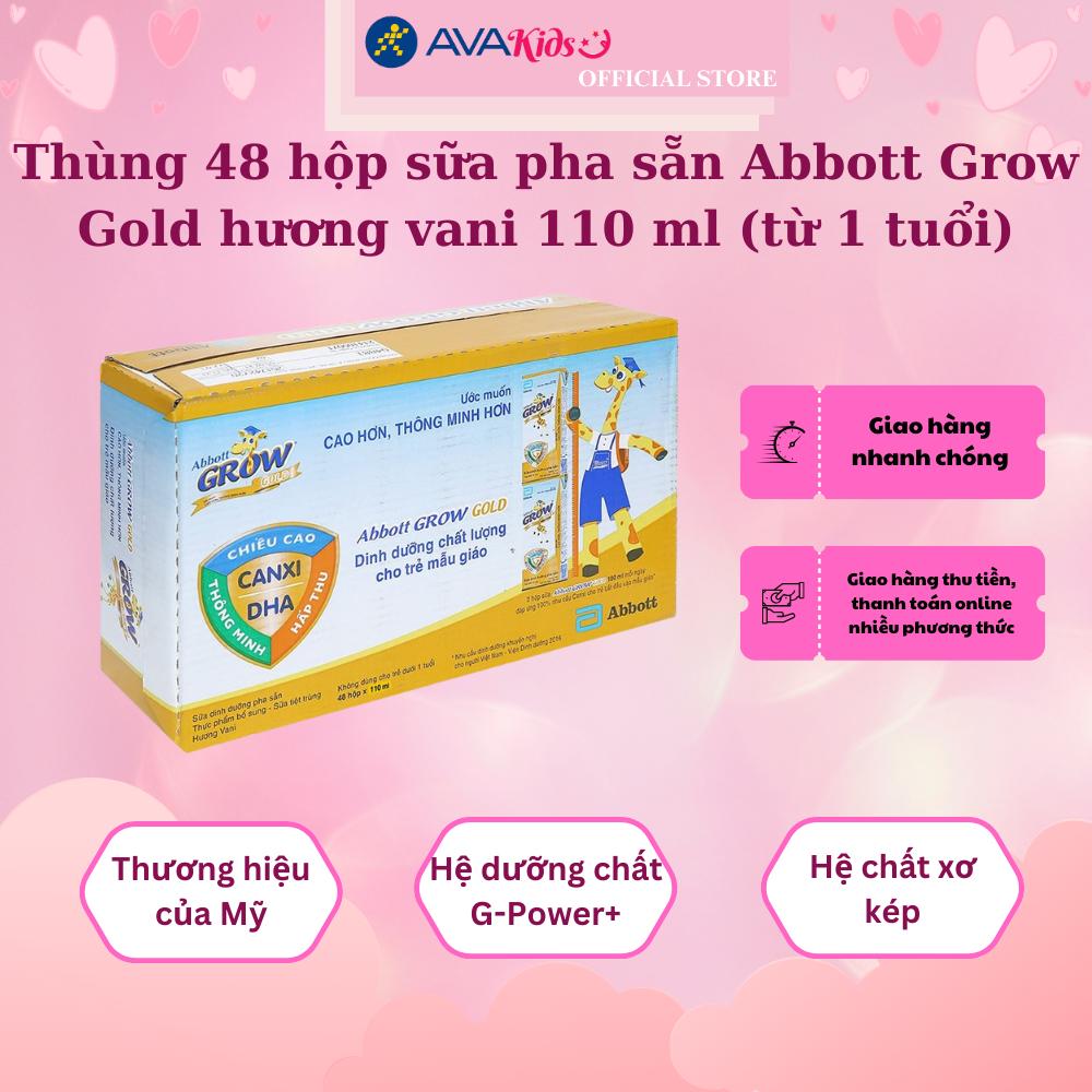 Hình ảnh Thùng 48 hộp sữa pha sẵn Abbott Grow Gold hương vani 110 ml (từ 1 tuổi)