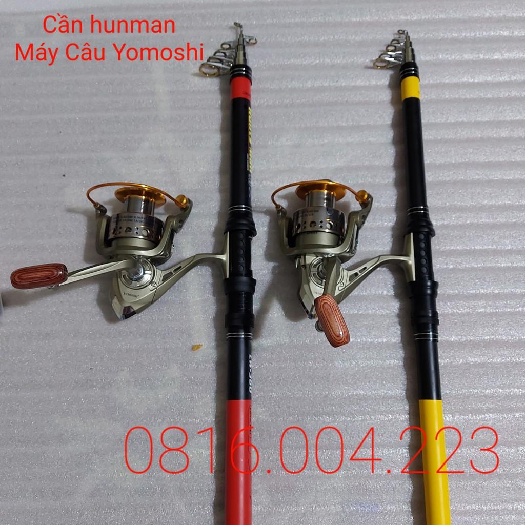 Cần rút huntman vơi máy yomoshi.cần rút.cần câu huntman.cần câu bạo lực